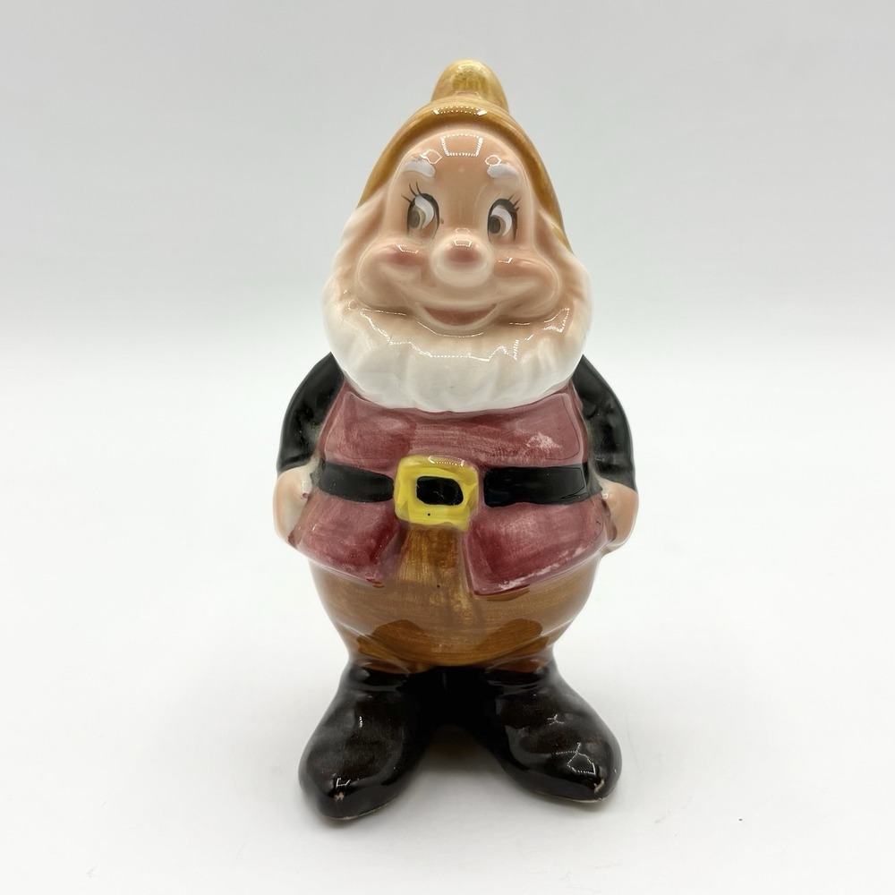 Vintage Ceramic Happy Dwarf Figurine Snow White Collectible Disney Japan 1940s